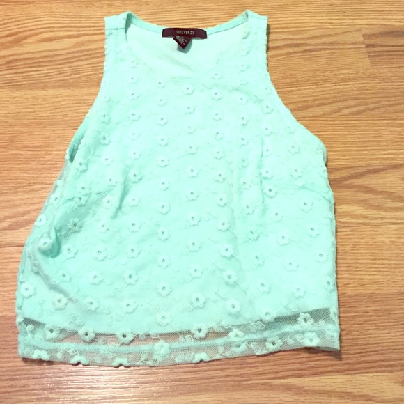 blue lace crop top