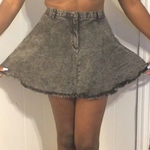 Acid Washed denim Black Skater Skirt