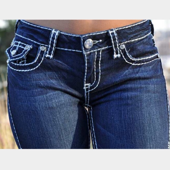 Rhinestone dark blue jeans