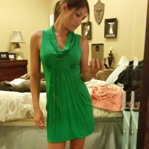 Green cowl neck loose dress