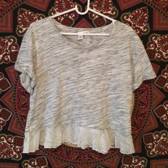 Grey Lace Crop Top - Picture 1 of 3