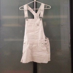 White denim skirt overalls