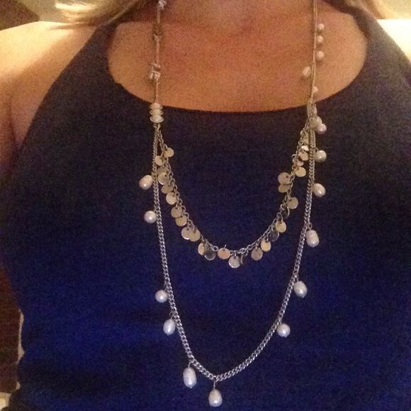 Ann Taylor silver layering necklace