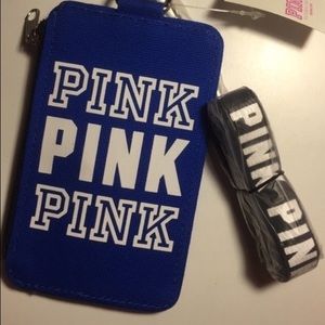 PINK New Student ID holder lanyard in blue