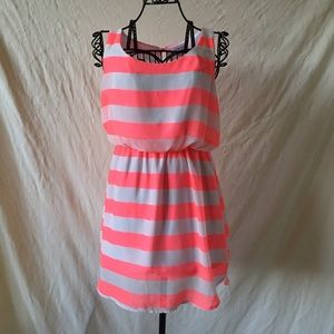 Coral & White Striped Dress