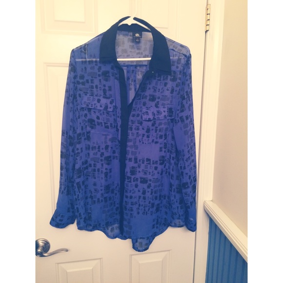 Blue and Black Blouse
