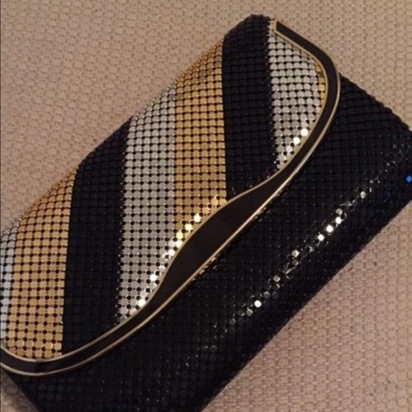 Black Gold and Silver Sequin Vintage Clutch