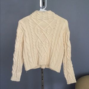 High neck crop knit sweater