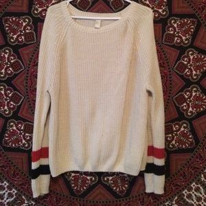White Varsity Style Sweater