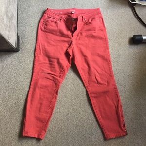 Loft coral zip ankle jeans