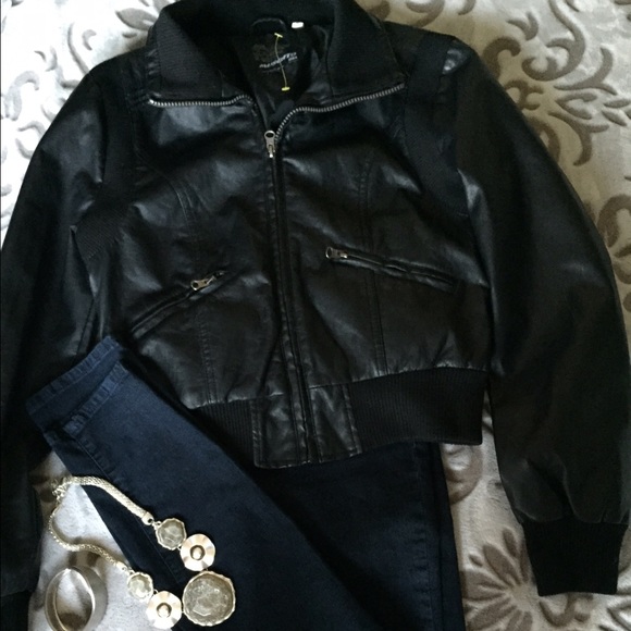 Faux Black Leather Jacket
