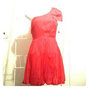Red one shoulder strap dress