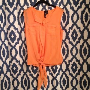 Fun & Flirt orange tie bottom top, size medium
