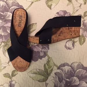 XOXO navy Summer heeled sandals