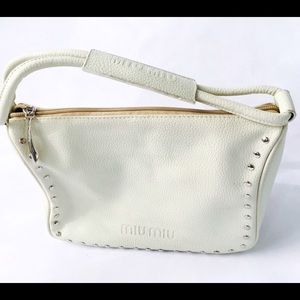 Miu Miu handbag in Beige / Cream with silver studs
