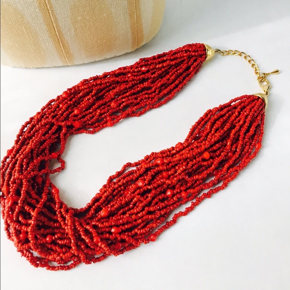 Red Coral Chunky Necklace - with adjustable clasp