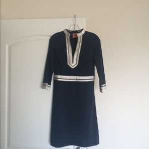 Tory Burch Dress! Navy Blue with Silver Lining😘
