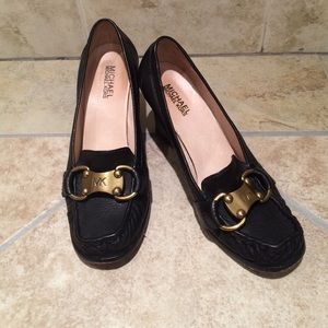 Michael by Michael Kors Black Loafer Wedges