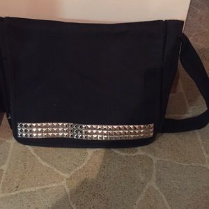 Three row studded messenger bag