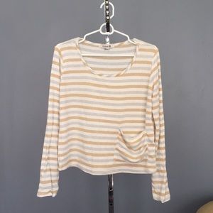 White and gold stripe sweater