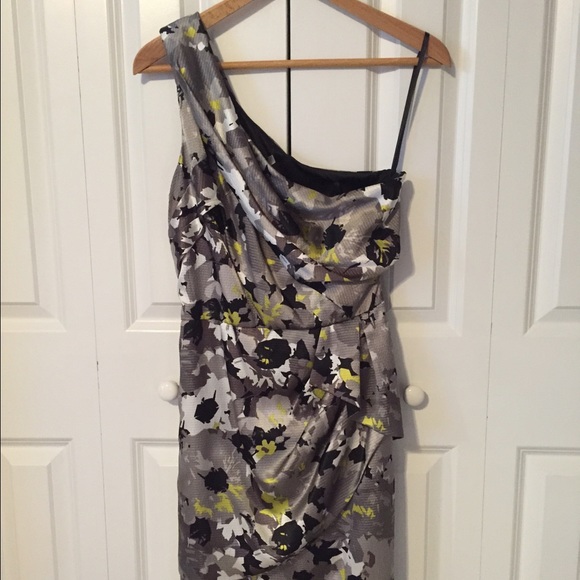 Never Worn Black/Silver/Yellow One-Shoulder Dress