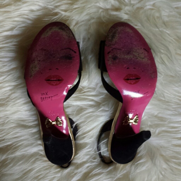 SOLDBetsy Johnson Black satin slingbacks. Size 7.5 - Picture 4 of 4