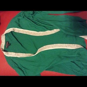 Green long sleeve sweater with silver trim