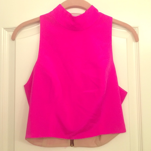 Naven Pink Cropped Silk Top
