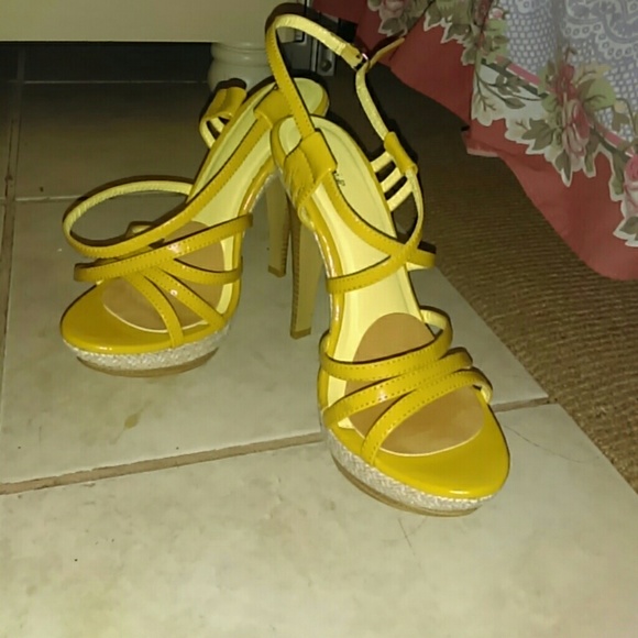 Strappy yellow heels