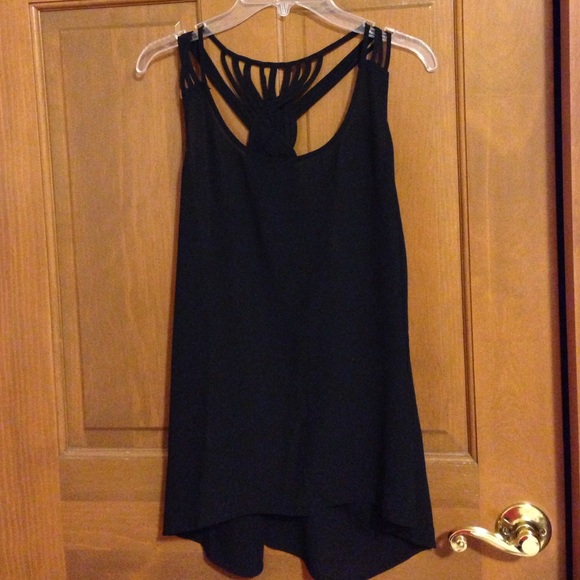 Cute Black Tank with Cross Patterned Back