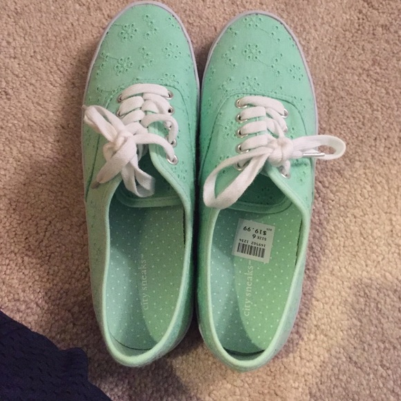 Mint green shoes