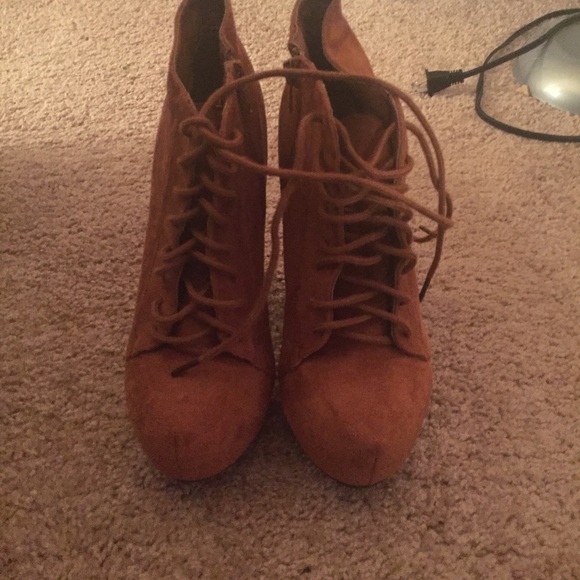 Brown suede booties