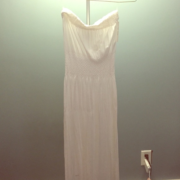 White strapless maxi dress