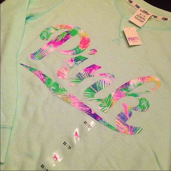 Nwt rare VS Pink tropical logo crew neck - Picture 2 of 3