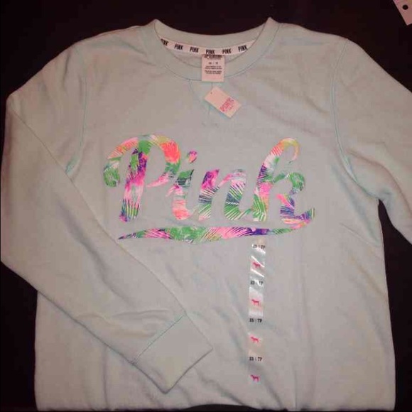Nwt rare VS Pink tropical logo crew neck - Picture 3 of 3