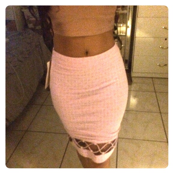 Lavender midi pencil skirt with cutouts