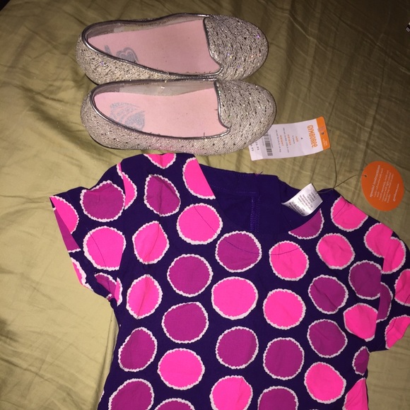 Polka dot purple and pink shirt