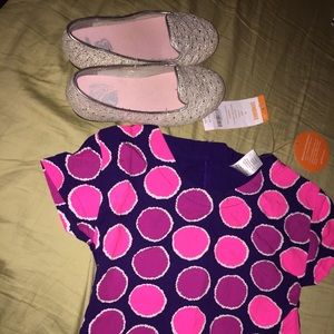 Polka dot purple and pink shirt