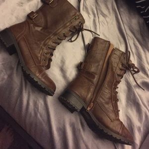 Brown combat boots