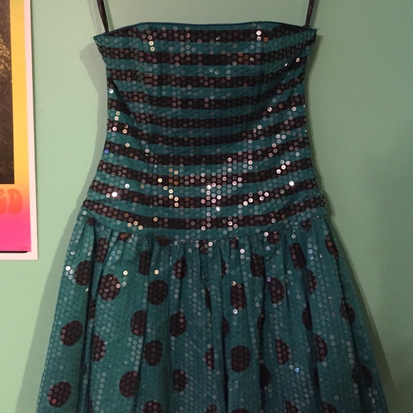 Betsy Johnson Black and teal dress
