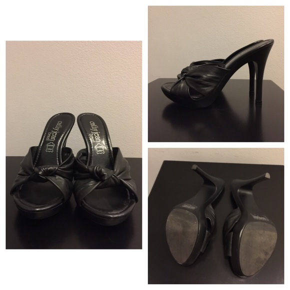 Cathy Jean black slip on heels