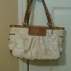 White & Tan Coach Purse