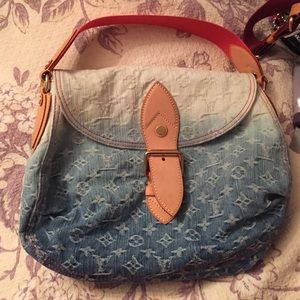 Louis Vuitton Denim Ombre bag with orange strap