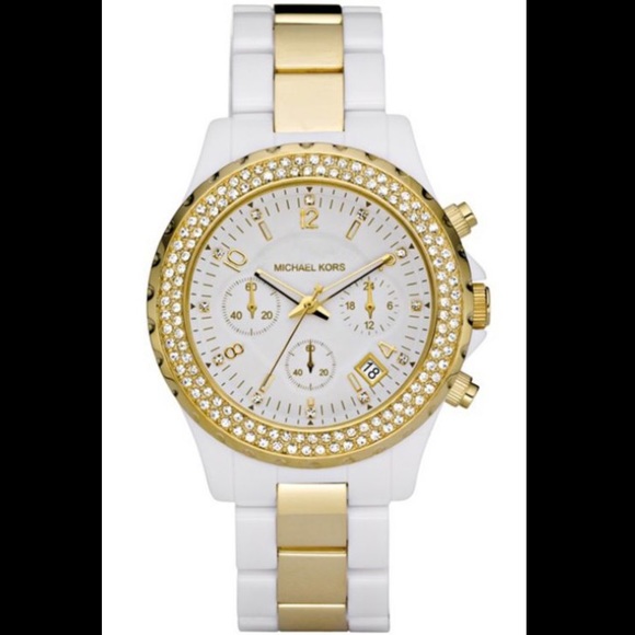 Michael Kors Accessories - Michael Kors White & Gold Watch