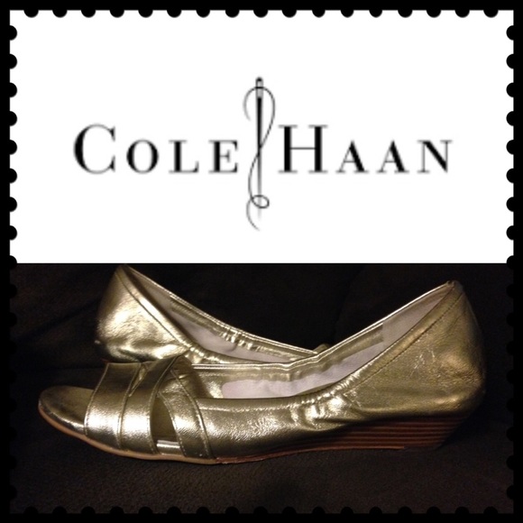 Cole Haan gold wedges