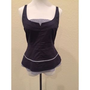 Anthropologie Navy and Gingham Tank