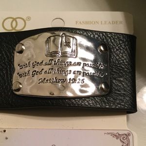 🎉NEW🎉 MATTHEW 19:26 blk & silver bracelet  BNWT