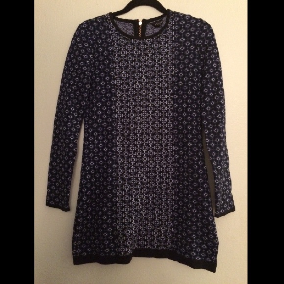 Topshop blue printed sweater dress