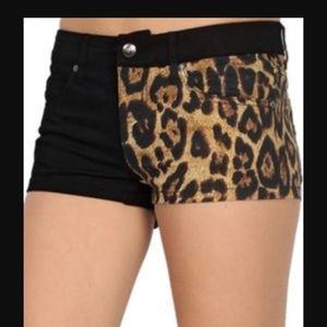 Leopard Print / Black half and half Bootie Shorts