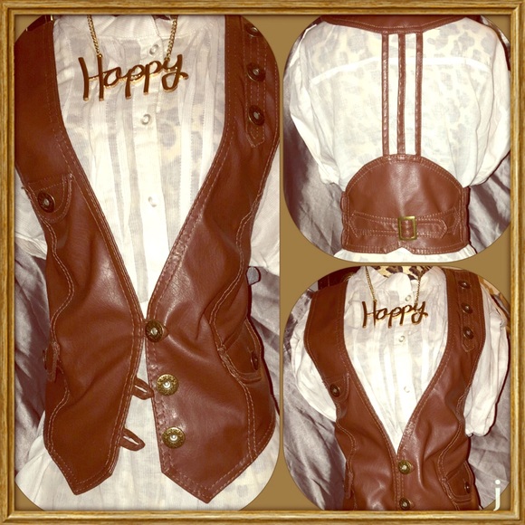Faux leather vest